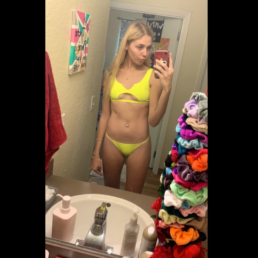 Neon yellow bikini top